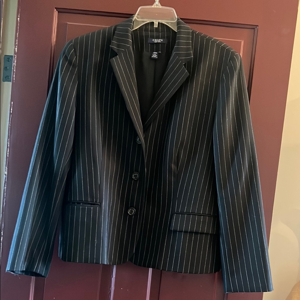 Chaps Black Pinstripe Blazer